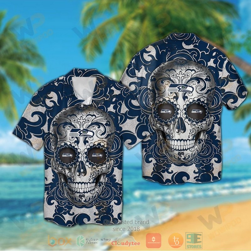 Sugar Skull Seattle Seahawks hawaiian shirt