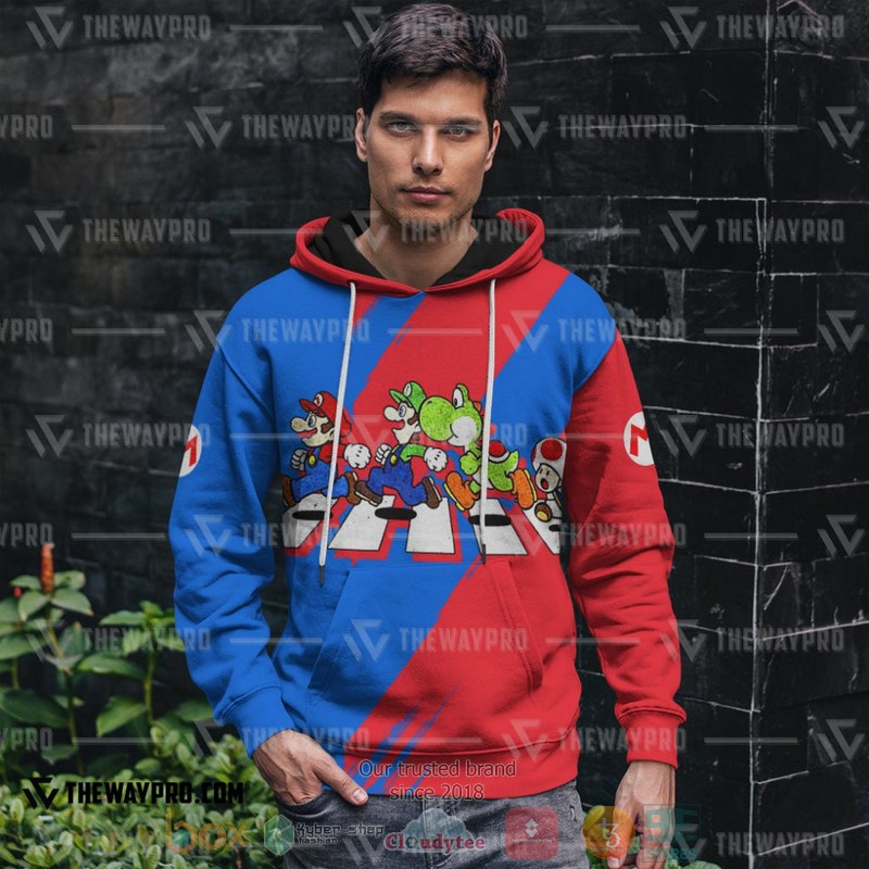 NEW Super Mario Cross The Street 3D Hoodie 4 Super Mario Cross The Street 3D Hoodie 1 2 3