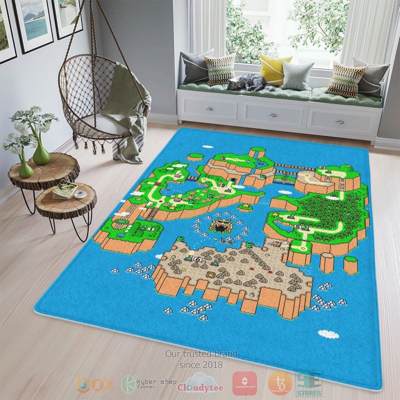 Super Mario Map Dinosaur Land Rug