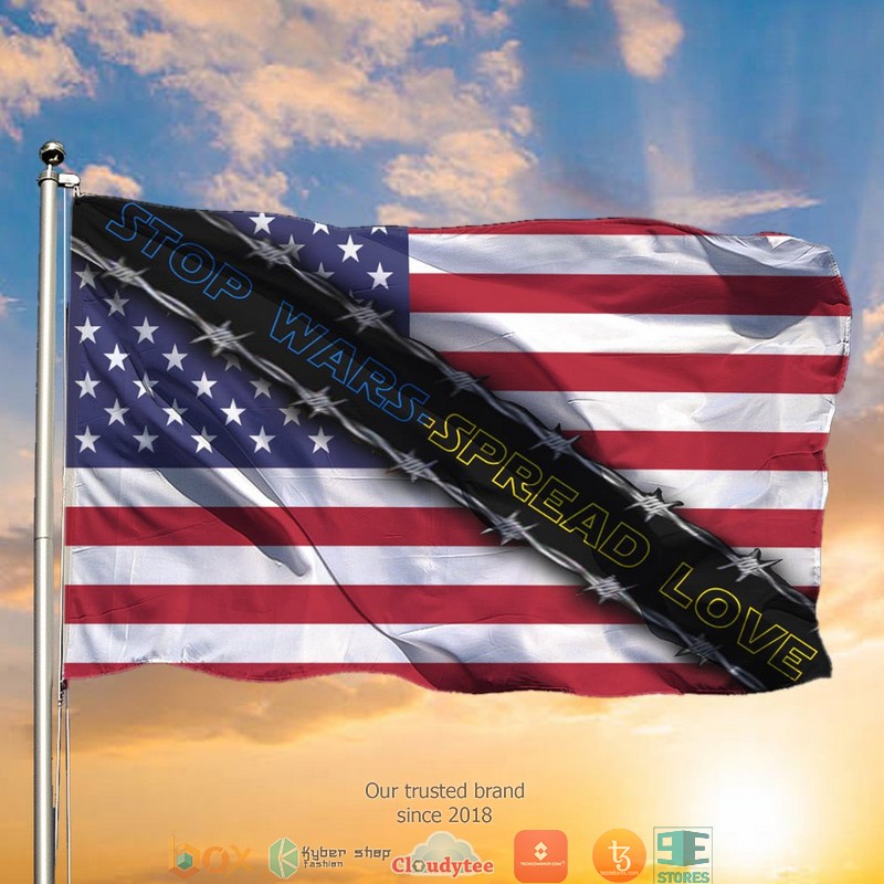 Support For Ukraine American Stop Wars Spread Love Flag
