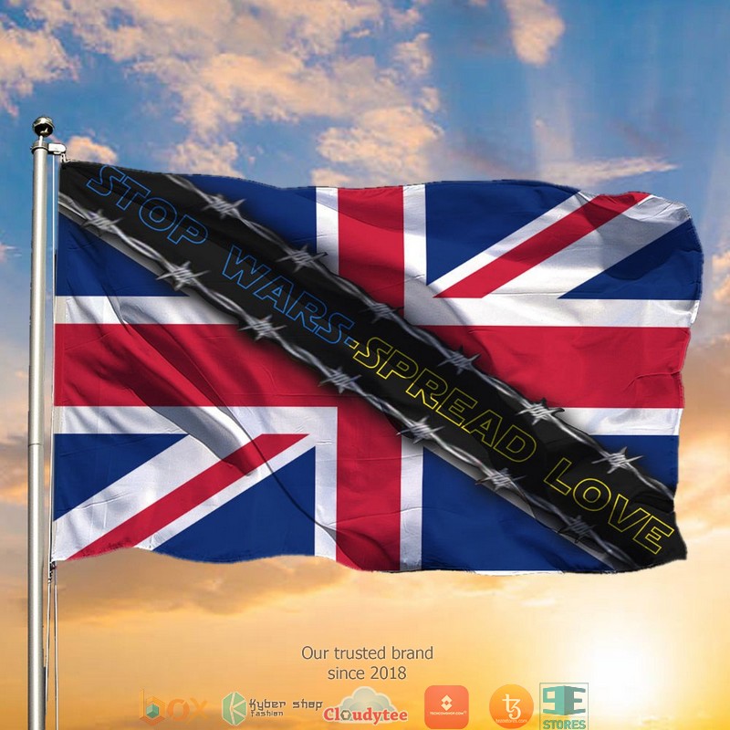 Support For Ukraine United Kingdom Stop Wars Spread Love Flag
