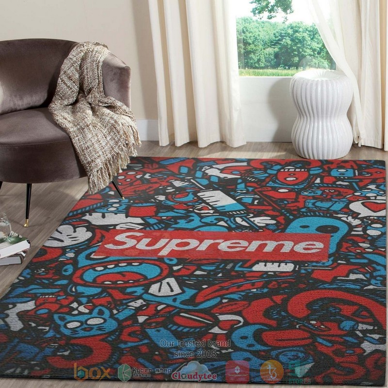 Supreme Fashion brand blue red Rug