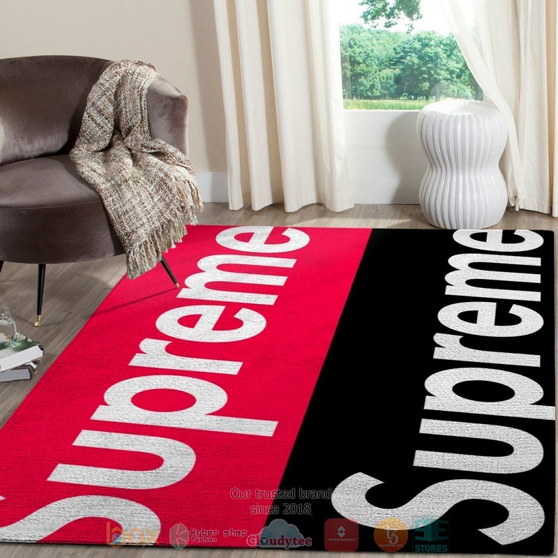 Supreme Fashion brand red black Rug