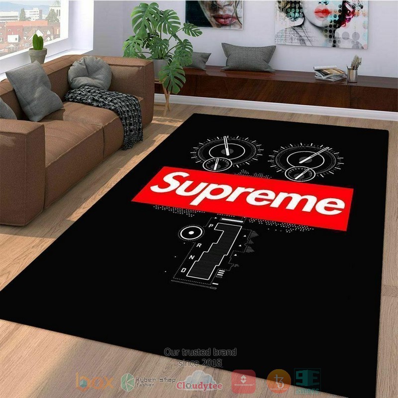 Supreme Luxurious Fashion Brand Logo black Rug