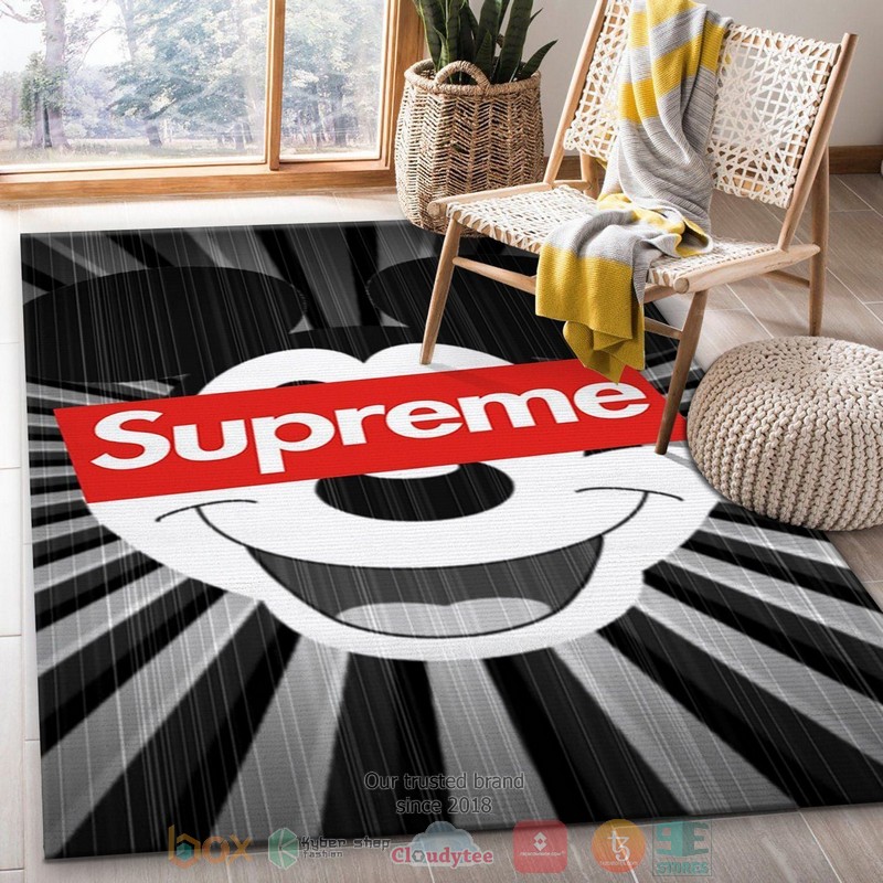 Supreme brand Mickey Mouse black grey Rug