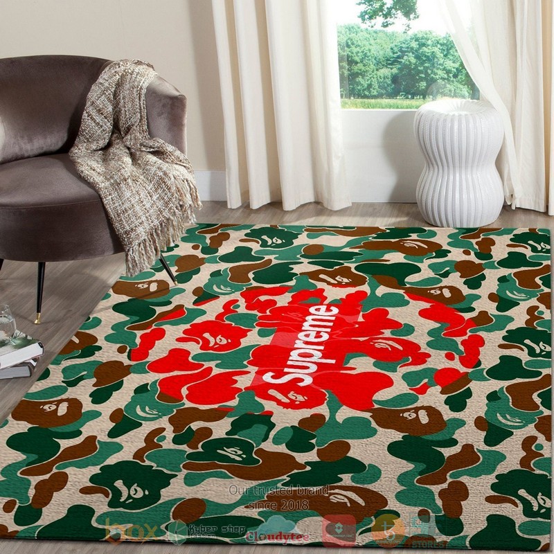 Supreme brand X Bape Hypebeast green Rug