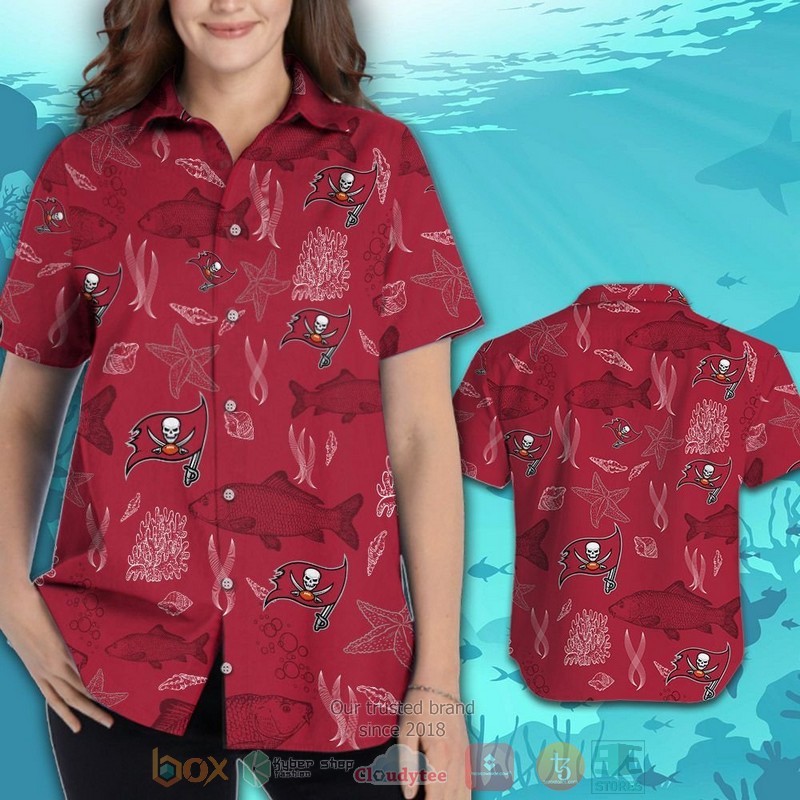 HOT Tampa Bay Buccaneers Fish hawaiian shirt and shorts 3 Tampa Bay Buccaneers Fish hawaiian shirt and shorts 1 2