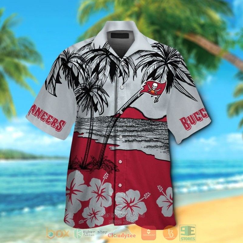 HOT Tampa Bay Buccaneers Hibiscus grey hawaiian shirt and shorts 12 Tampa Bay Buccaneers Hibiscus grey hawaiian shirt and shorts
