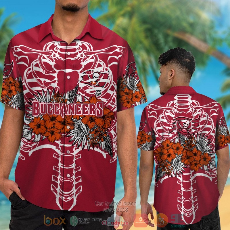 HOT Tampa Bay Buccaneers orange Hibiscus red hawaii shirt, shorts 2 Tampa Bay Buccaneers orange Hibiscus red hawaii shirt shorts 1