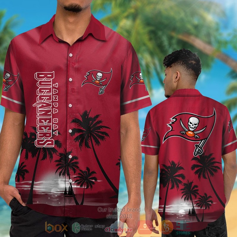 HOT Tampa Bay Buccaneers palm trees dark red hawaii shirt, shorts 2 Tampa Bay Buccaneers palm trees dark red hawaii shirt shorts 1