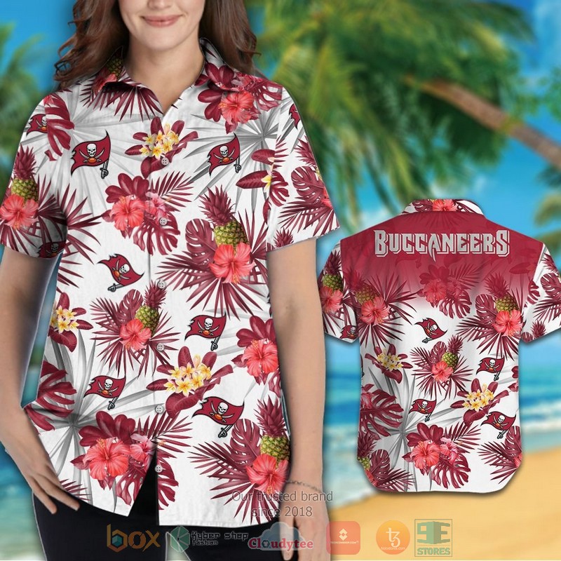 HOT Tampa Bay Buccaneers pineapple Hibiscus hawaiian shirt and shorts 3 Tampa Bay Buccaneers pineapple Hibiscus hawaiian shirt and shorts 1 2
