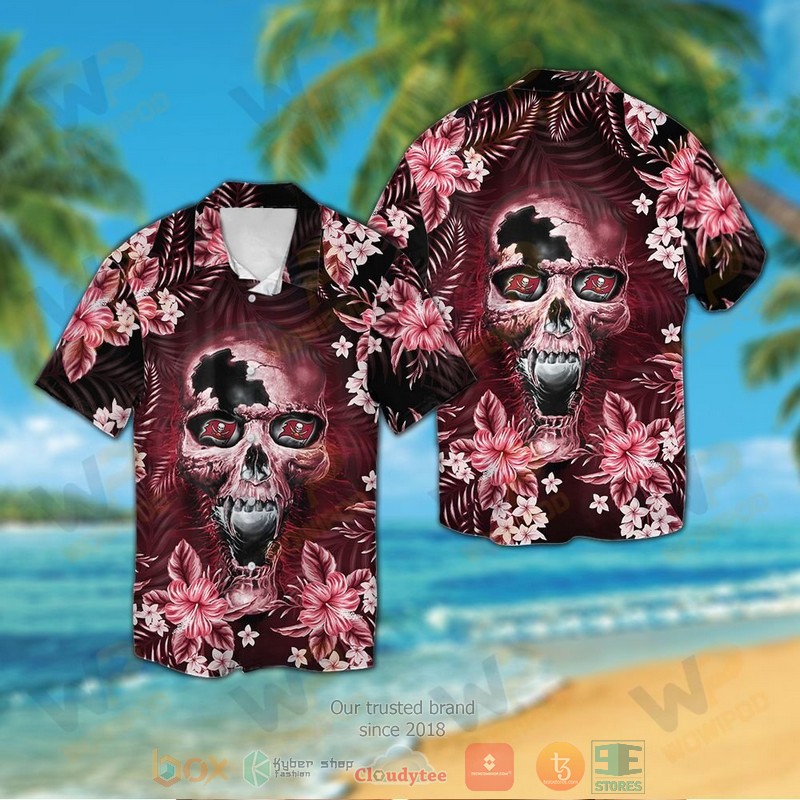HOT Tampa Bay Buccaneers skull hawaiian shirt and shorts 1 Tampa Bay Buccaneers skull hawaiian shirt and shorts