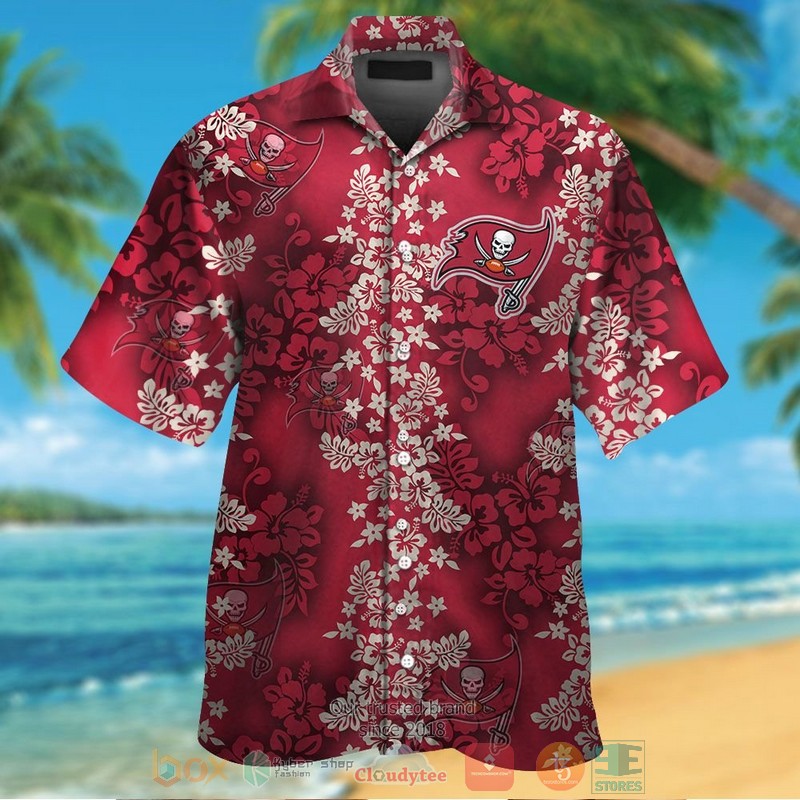 Tampa Bay Buccaneers tropical plants red hawaii shirt shorts