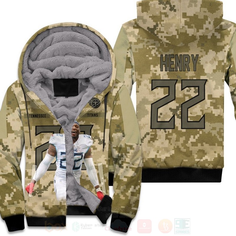 Tennessee Titans Derrick Henry 22 NFL Camo 3D Fleece Hoodie