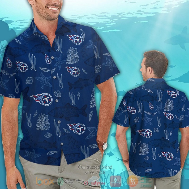 HOT Tennessee Titans Fish hawaiian shirt and shorts 2 Tennessee Titans Fish hawaiian shirt and shorts 1