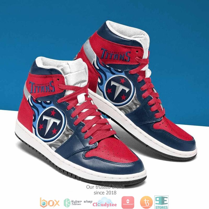 Tennessee Titans Football High Air Jordan Sneaker Shoes 2 Tennessee Titans Football High Air Jordan Sneaker Shoes 1