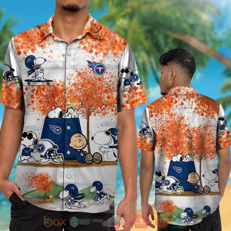 HOT Tennessee Titans Snoopy Charlie Brown Autumn hawaiian shirt and shorts 2 Tennessee Titans Snoopy Charlie Brown Autumn hawaiian shirt and shorts 1