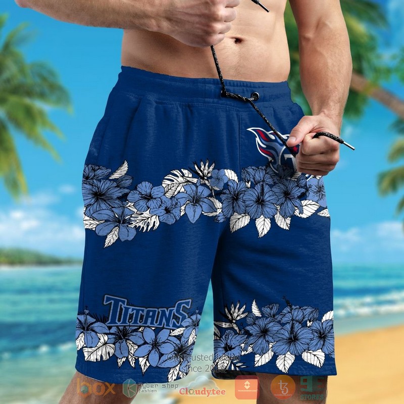 Tennessee Titans blue tropical plants navy hawaii shirt shorts 1 2 3 4