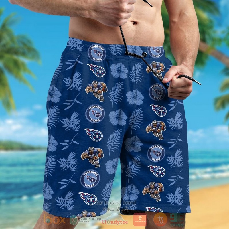 Tennessee Titans logo Hibiscus blue navy hawaii shirt shorts 1 2 3 4