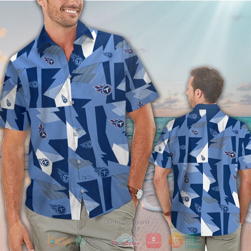 HOT Tennessee Titans navy blue hawaiian shirt and shorts 2 Tennessee Titans navy blue hawaiian shirt and shorts 1