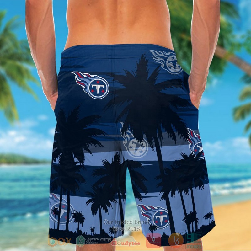 Tennessee Titans palm tree dark navy hawaiian shirt and shorts 1 2 3 4 5