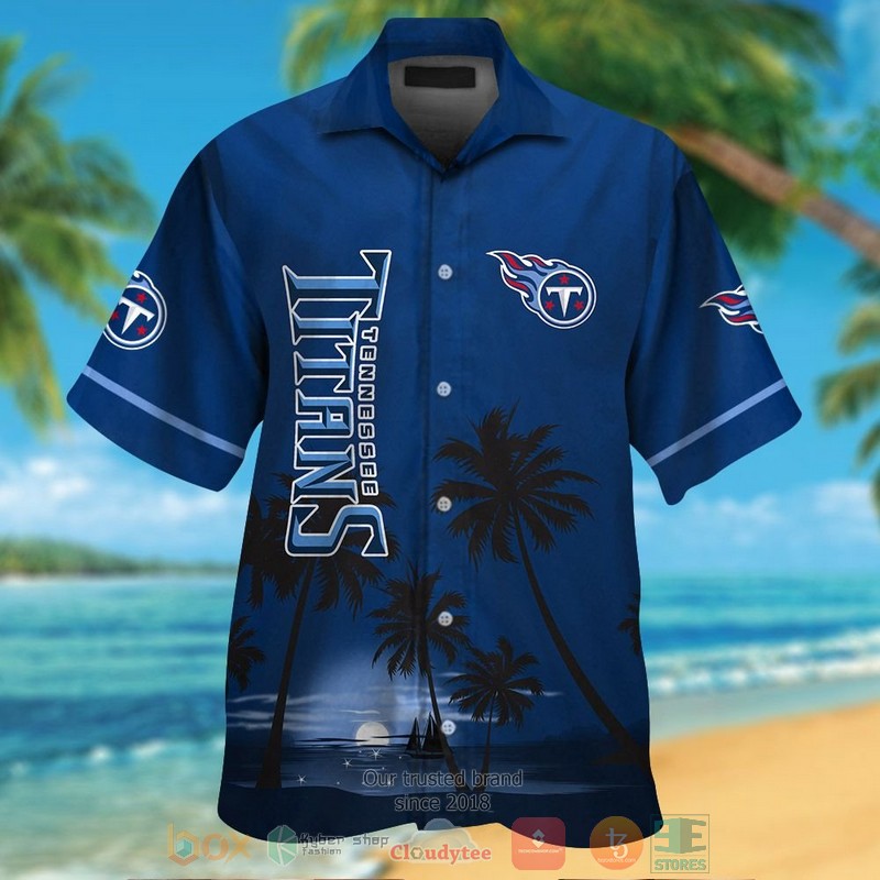 Tennessee Titans palm trees dark blue hawaii shirt shorts