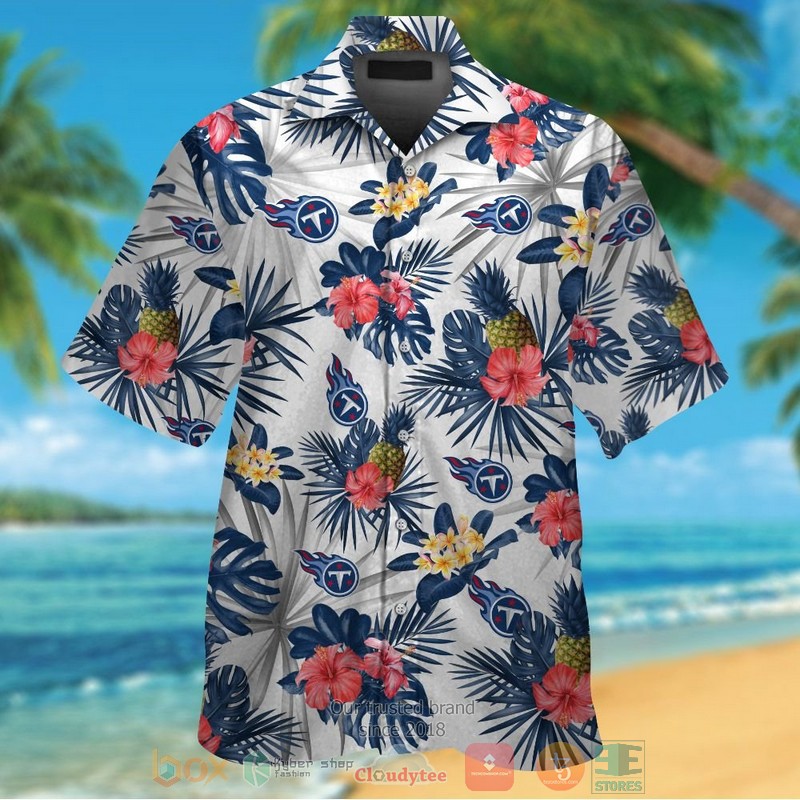 Tennessee Titans pineapple Hibiscus hawaiian shirt and shorts