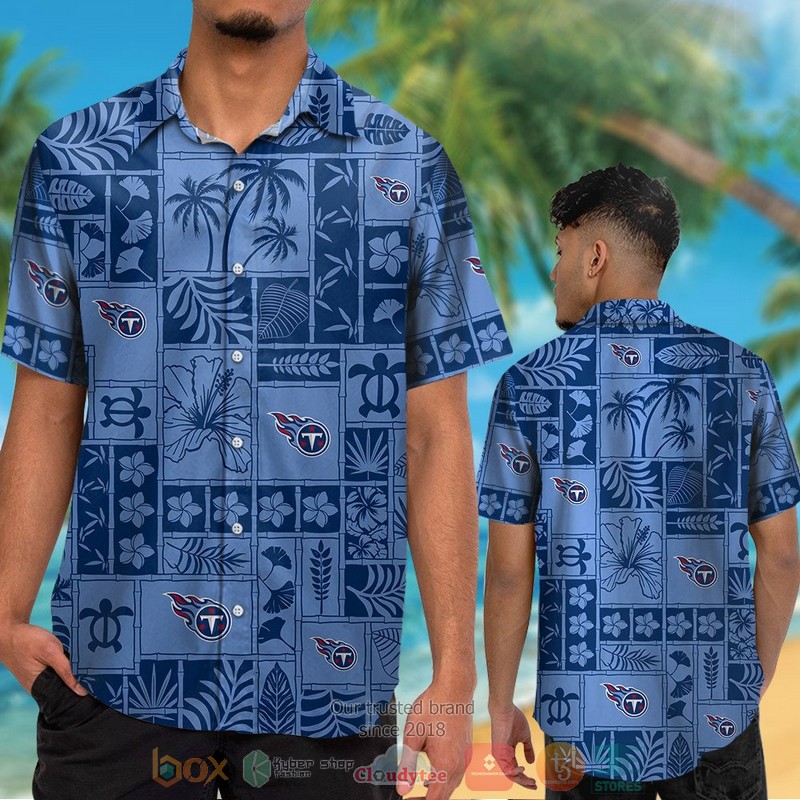 HOT Tennessee Titans tropical plants blue hawaii shirt, shorts 2 Tennessee Titans tropical plants blue hawaii shirt shorts 1