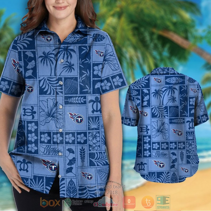 HOT Tennessee Titans tropical plants blue hawaii shirt, shorts 3 Tennessee Titans tropical plants blue hawaii shirt shorts 1 2