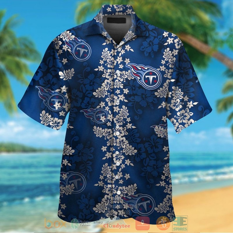 HOT Tennessee Titans tropical plants navy hawaii shirt, shorts 1 Tennessee Titans tropical plants navy hawaii shirt shorts