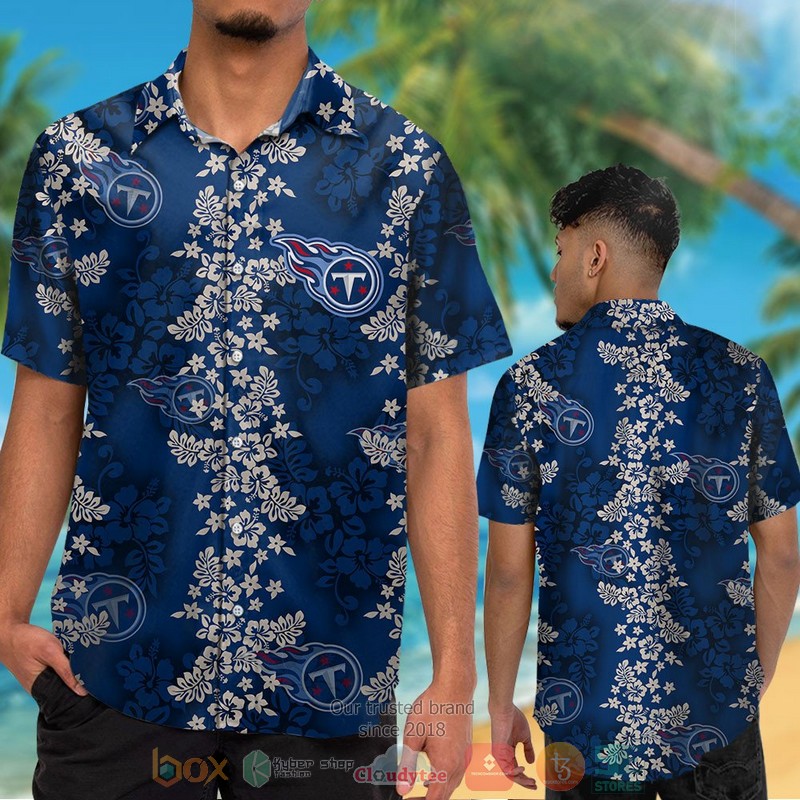 HOT Tennessee Titans tropical plants navy hawaii shirt, shorts 2 Tennessee Titans tropical plants navy hawaii shirt shorts 1