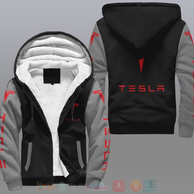NEW Tesla Car Fleece Jacket 2 Tesla Car Fleece Hoodie 1