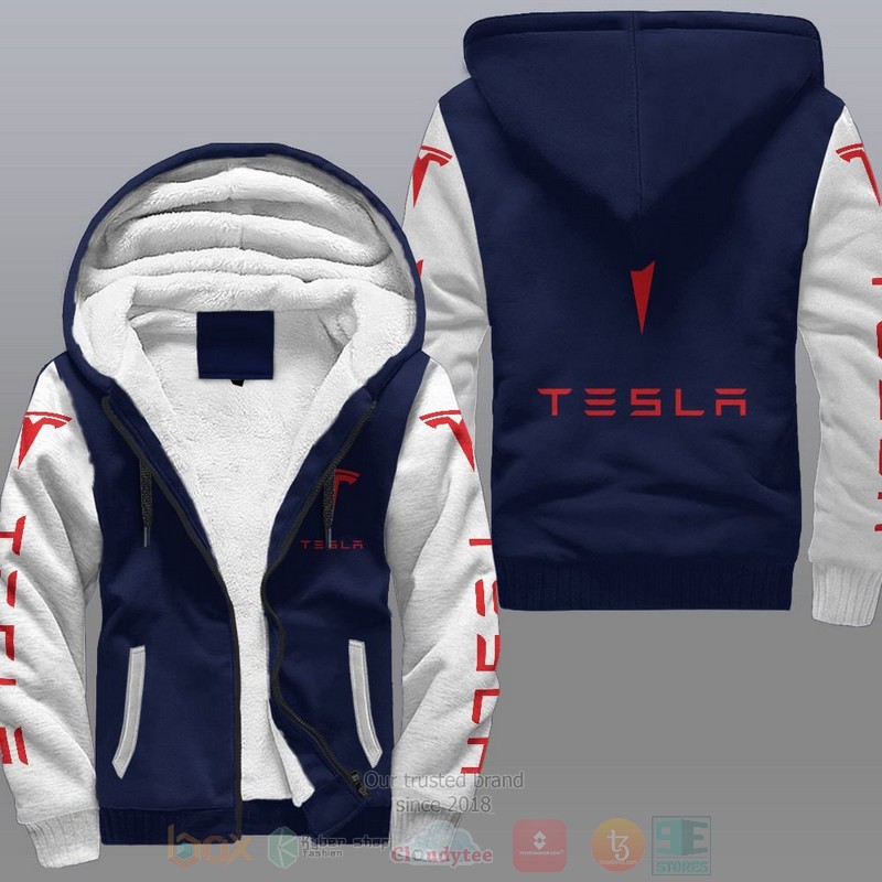 NEW Tesla Car Fleece Jacket 3 Tesla Car Fleece Hoodie 1 2
