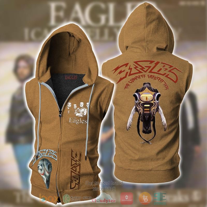 The Eagles Band Sleeveless zip vest leather jacket
