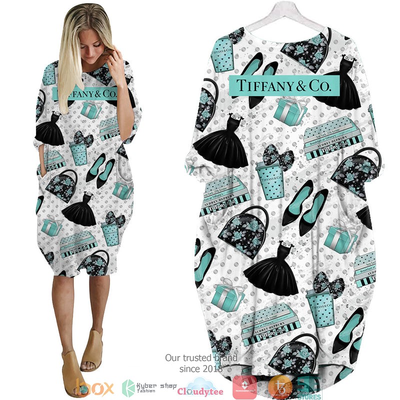 Tiffany Co fashion icon pattern Batwing Pocket Dress