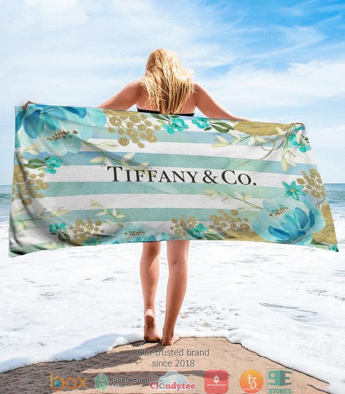 Tiffany and Co blue flower Beach Towel