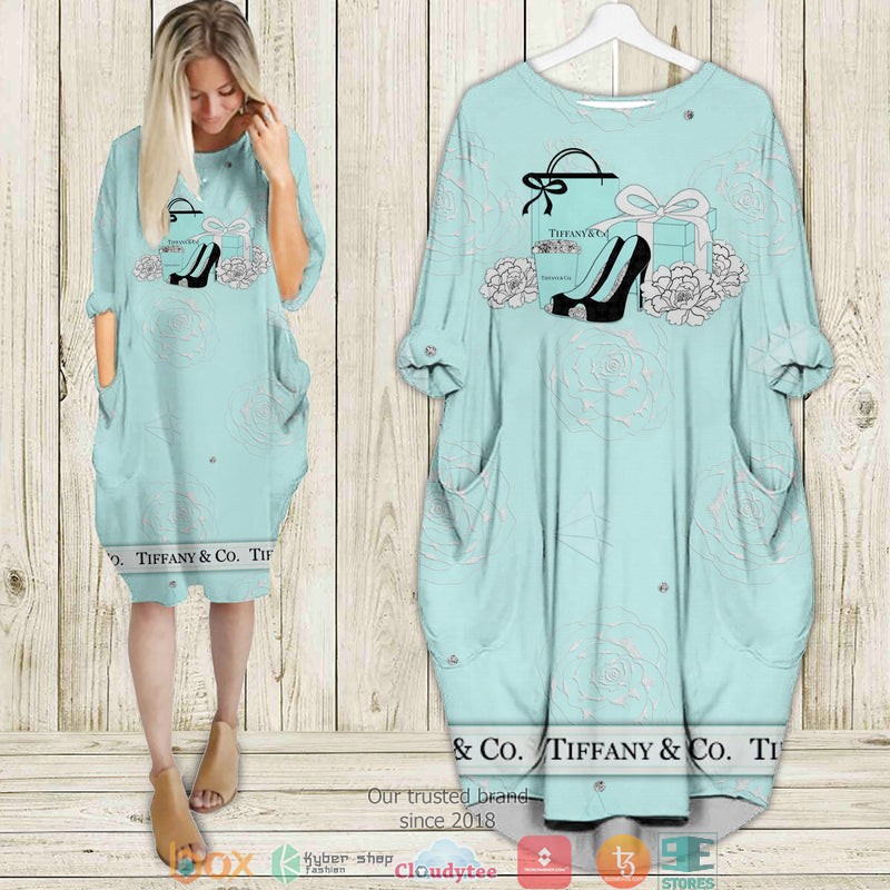 Tiffany and Co fashion icon pattern blue Batwing Pocket Dress