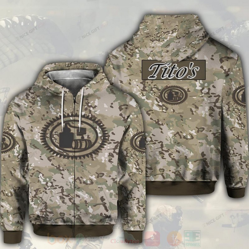 Titos Handmade Vodka Camouflage 3D Zip Hoodie