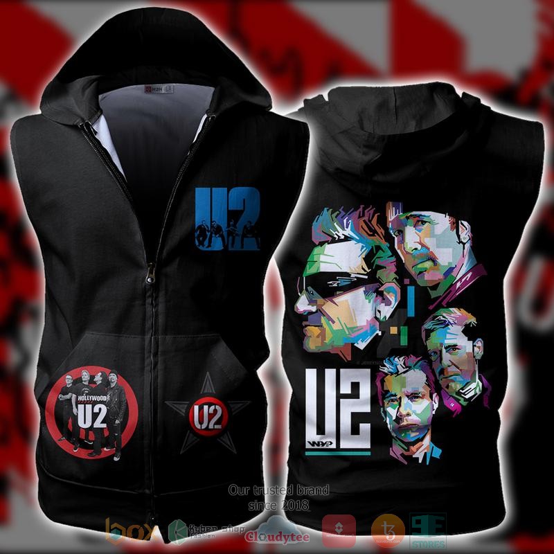 U2 Rock Band Sleeveless zip vest leather jacket