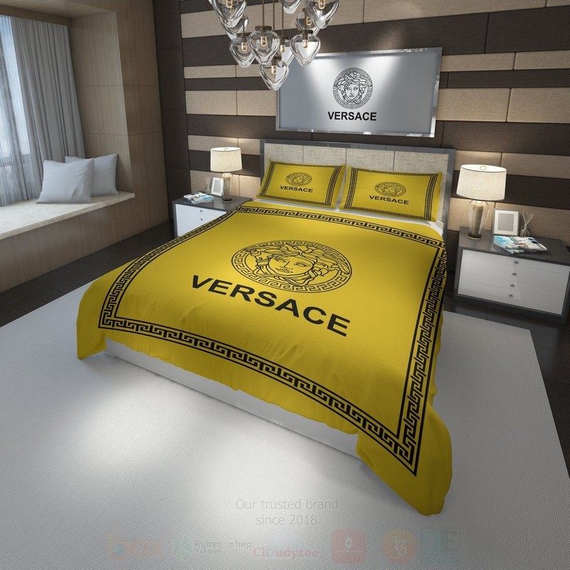 Versace Full Yellow Black Luxury Brand Bedding Set