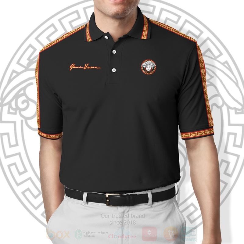 BEST Versace Gianni Black All Over Print 3D Polo Shirt 11 Versace Gianni Black Polo Shirt