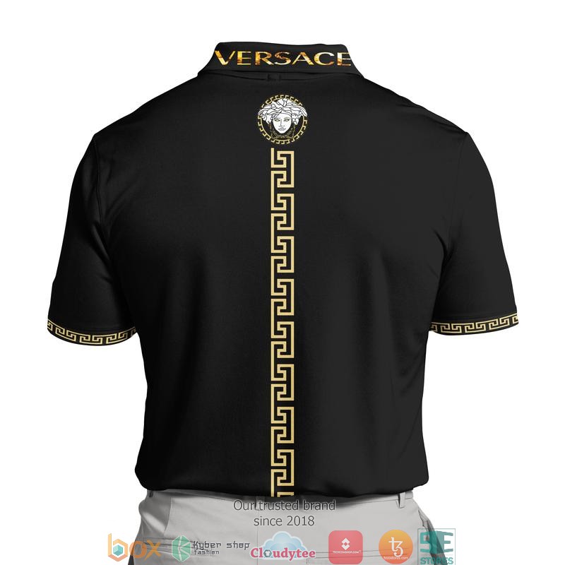 Versace Gold pattern black luxury Polo Shirt 2 Versace Gold pattern black luxury Polo Shirt 1