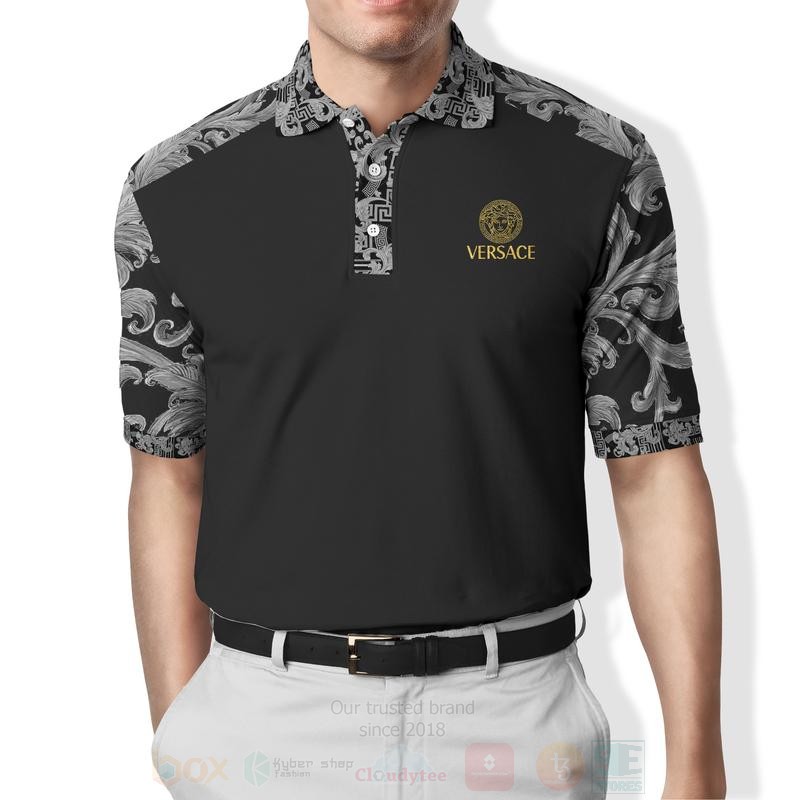 BEST Versace Greca Pattern Black All Over Print 3D Polo Shirt 3 Versace Greca Pattern Black Polo Shirt 1 2