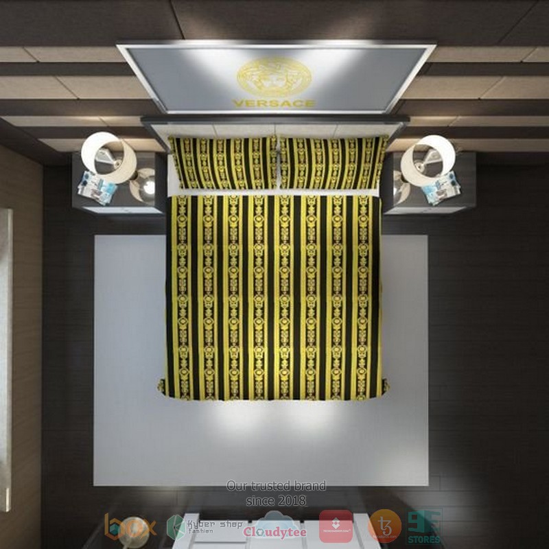 HOT Versace High end brand yellow black bedroom bedding set 3 Versace High end brand yellow black bedding set