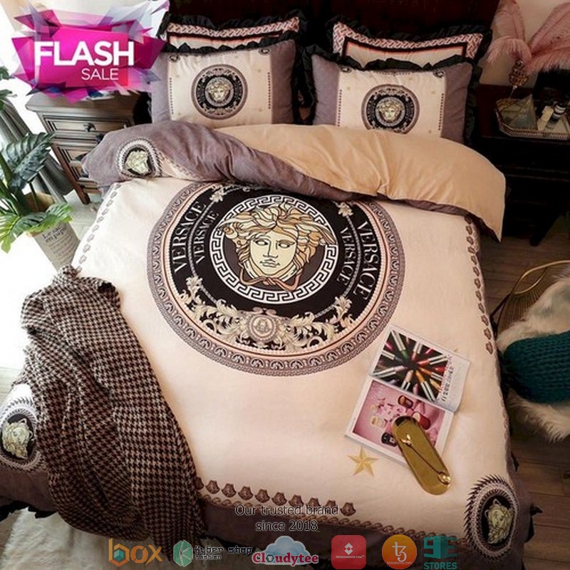 Versace Logo Apricot Duvet cover bedding set