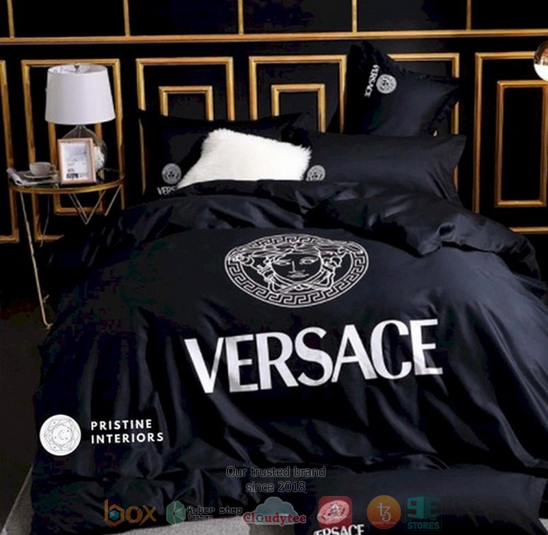 Versace Luxury brand dark blue Bedding Set