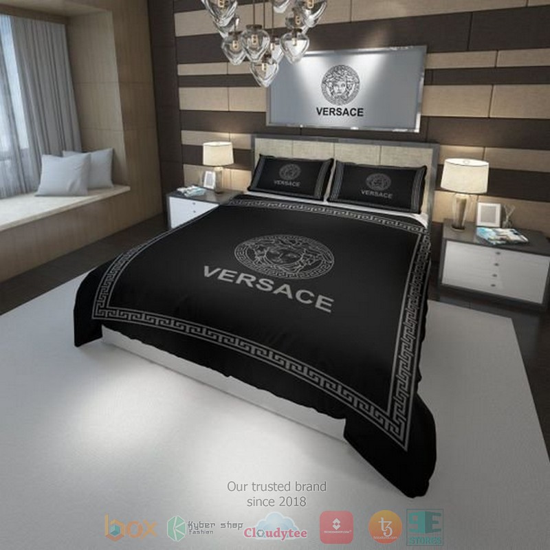 Versace Luxury brand logo black bedding set
