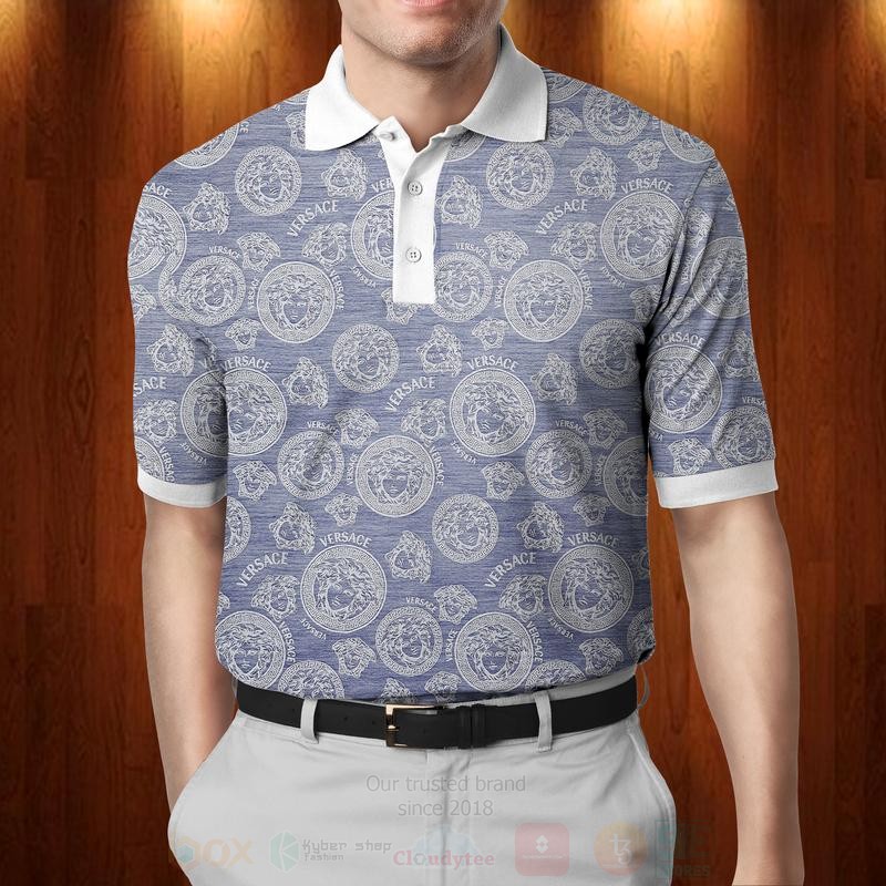 BEST Versace Medusa Blue-Grey All Over Print 3D Polo Shirt 11 Versace Medusa Blue Grey Polo Shirt