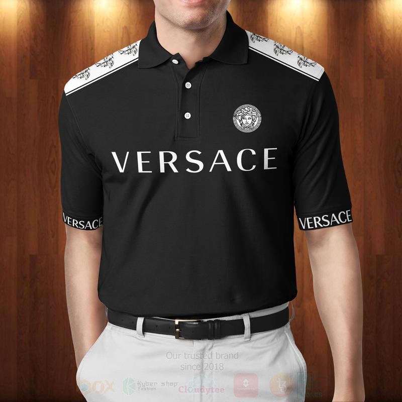 BEST Versace Medusa Full Black All Over Print 3D Polo Shirt 10 Versace Medusa Full Black Polo Shirt