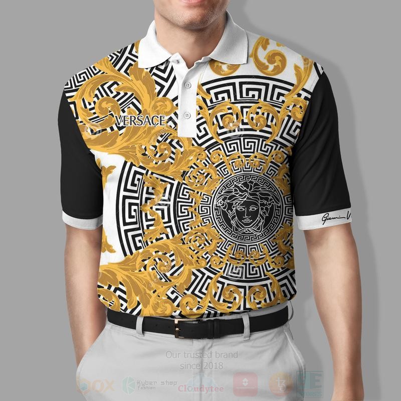 BEST Versace Medusa Pattern All Over Print 3D Polo Shirt 4 Versace Medusa Pattern Polo Shirt 1 2 3